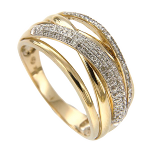 Anillo apilable de banda ancha cruzada de plata de ley 925 Anillo de cóctel