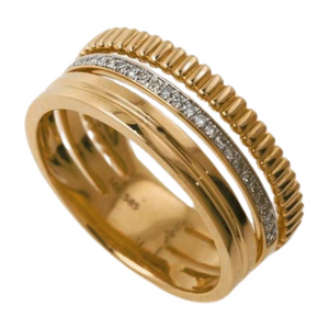Anillo de oro K unisex con diamantes Quatre Radiant Ring Alianza de boda
